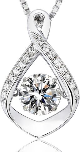 ARINZA Infinity Necklaces for Women Sterling Silver Dancing Diamond Cubic Zirconia CZ Pendant, 18+2 inch Chain, Anniversary Birthday Mother's Day Jewelry Gift for Women Mom/Wife/Sister, 20", Sterling in Kuwait