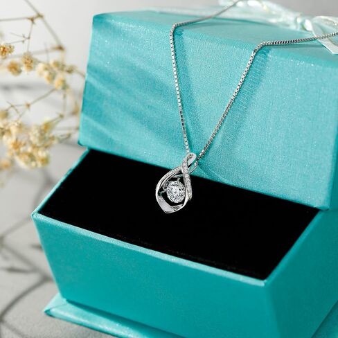 ARINZA Infinity Necklaces for Women Sterling Silver Dancing Diamond Cubic Zirconia CZ Pendant, 18+2 inch Chain, Anniversary Birthday Mother's Day Jewelry Gift for Women Mom/Wife/Sister, 20", Sterling in Kuwait