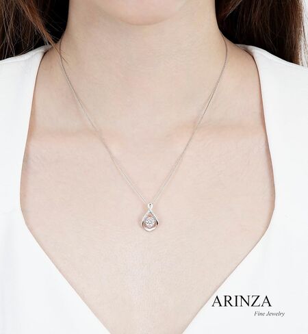ARINZA Infinity Necklaces for Women Sterling Silver Dancing Diamond Cubic Zirconia CZ Pendant, 18+2 inch Chain, Anniversary Birthday Mother's Day Jewelry Gift for Women Mom/Wife/Sister, 20", Sterling in Kuwait