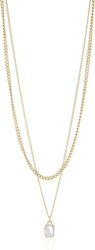 Stone Layered Necklace, One Size, Metal Glass, No Gemstone in Saudi Arabia