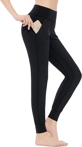 Starlemon Joggers for Women with Pockets, High Waist Yoga Active Sweatpants Sports Workout Training Running Womens Lounge Pants M, Black in Kuwait