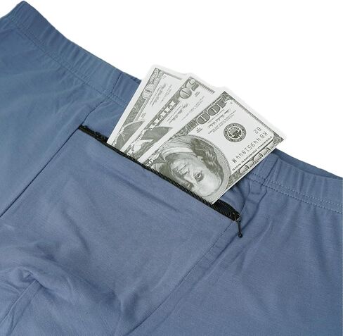 ملابس داخلية جيب للرجال مع جيب أمامي مخفي سري، مع سحاب، سروال بوكسر للسفر (عبوتان أزرق) in Kuwait
