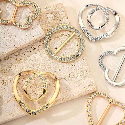 Lusofie 15Pcs Scarf Rings and Slides for Scarves Metal Shirt Clips Ring Clip with Rhinestone Pearl Circle Corner Knotted Button Shawl Buckle for Women Girls in Saudi Arabia