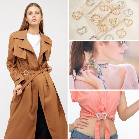 Lusofie 15Pcs Scarf Rings and Slides for Scarves Metal Shirt Clips Ring Clip with Rhinestone Pearl Circle Corner Knotted Button Shawl Buckle for Women Girls in Saudi Arabia