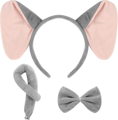 Elephant Costume Set Cute Elephant Ears Headband Elephant Tail Bowtie Halloween/Birthday/Cosplay Party Decorations in Saudi Arabia