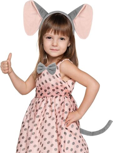 Elephant Costume Set Cute Elephant Ears Headband Elephant Tail Bowtie Halloween/Birthday/Cosplay Party Decorations in Saudi Arabia