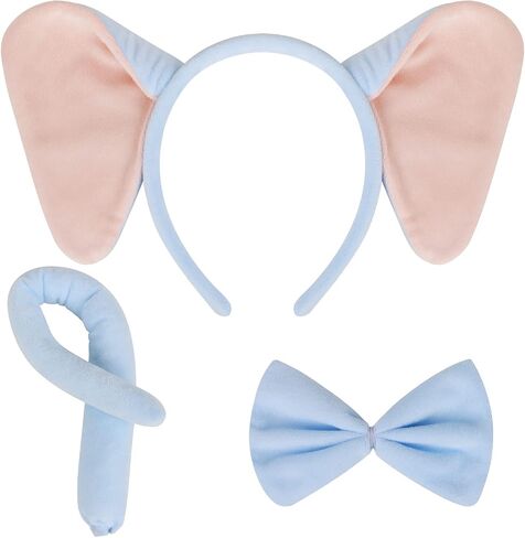 Elephant Costume Set Cute Elephant Ears Headband Elephant Tail Bowtie Halloween/Birthday/Cosplay Party Decorations in Saudi Arabia
