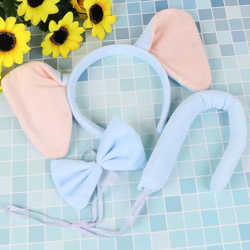 Elephant Costume Set Cute Elephant Ears Headband Elephant Tail Bowtie Halloween/Birthday/Cosplay Party Decorations in Saudi Arabia