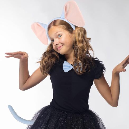 Elephant Costume Set Cute Elephant Ears Headband Elephant Tail Bowtie Halloween/Birthday/Cosplay Party Decorations in Saudi Arabia