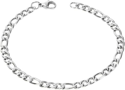 18K Gold Plated Bracelets for Men Women, Stainless Steel Cuban Bracelet, Figaro Chain Bracelet, 8.3'' Length, 6mm Width, Hypoallergenic Jewelry Gift for Men Women, Gold,Silver in Saudi Arabia