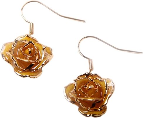 24k Gold Real Rose Flower Women's Dangle Drop Earrings in Saudi Arabia