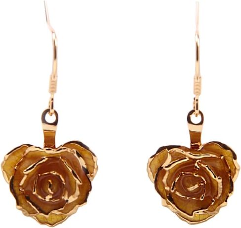 24k Gold Real Rose Flower Women's Dangle Drop Earrings in Saudi Arabia