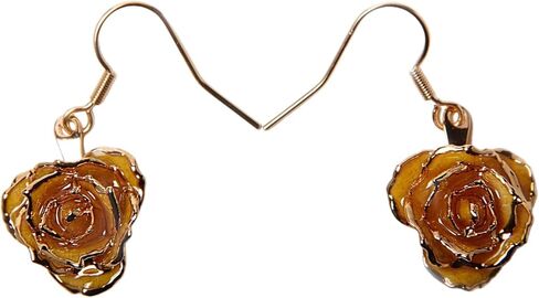24k Gold Real Rose Flower Women's Dangle Drop Earrings in Saudi Arabia