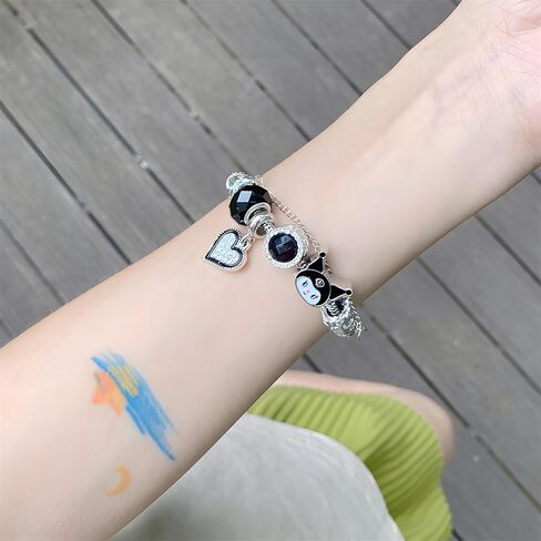 UOU Only Beth Cute Cuff Bangle Bracelets for Women Girls,Cartoon Adjustable Zinc Alloy Bangle for Wife Girlfriend Jewelry Gifts Gift Wrap(Black) in Saudi Arabia