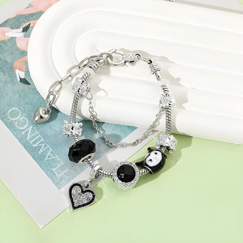 UOU Only Beth Cute Cuff Bangle Bracelets for Women Girls,Cartoon Adjustable Zinc Alloy Bangle for Wife Girlfriend Jewelry Gifts Gift Wrap(Black) in Saudi Arabia