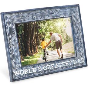Isaac Jacobs 4" x 6" Resin Sentiments World’s Greatest Dad Picture Frame, Horizontal Keepsake Photo Frame with Easel and Hanging Tabs for Tabletop, Desktop & Wall Display (Black)
