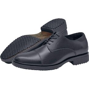 Shoes for Crews Senator, Men's Soft Toe Uniform Dress and Work Shoes, Slip Resistant, Water Resistant, Black, Size 8 Wide