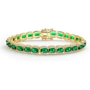 Natural Gemstone Tennis Bracelet for Women 925 Sterling Silver Rhodolite Peridot Citrine 7.25 Inches Wide Bracelets