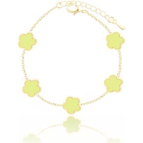 14K Gold Dainty Four Leaf Clover Bracelets for Women Lucky Flower Jewelry