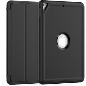 SEYMAC stock Case for iPad 9th/8th/7th Generation 10.2'', 3-Layers Full-Body Shockproof Case with Pencil Holder Folio Stand/Detachable Cover, Auto Sleep/Wake Magnetic Case for iPad 10.2 inch, Black