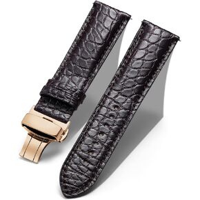 BINLUN Alligator Leather Watch Bands for Men Watch Straps Handmade Crocodile Grain Quick Release Replacment Genuine Classic Leather Women Watchband Deployment Black Brown