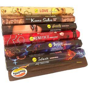 Sreevani Incense Sticks Variety Pack #10 and Incense Stick Holder Bundle with 6 Aromatherapy Fragrances