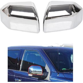 ECOTRIC Top Half Side Mirror Covers Compatible with 2015-2020 Ford F150 F-150 Driver/Passenger Side Chrome (2 pcs Mirror Cover Replacement)