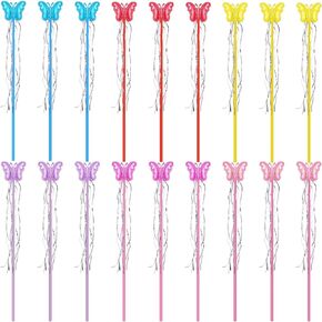 18 Pieces Butterfly Fairy Wand Princess Wand for Girls Kids 6 Colors Butterfly Fairy Wand for Birthday Party Dress up Costume Magic Shows Cosplay Baby Showers Accessories