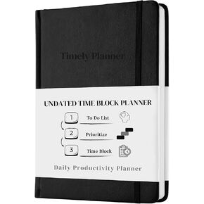 Time Blocking Planner and ADHD Planner by Refine Days. 180 Undated Pages, To Do List, Hourly Schedule, Daily and Monthly Agenda. Time Management & Productivity Planner. A5 (Black)