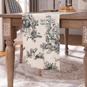 Small Table Runner for Farmhouse Kitchen Decor,Mini Short Table Runners 36 Inches,Black and Cream
