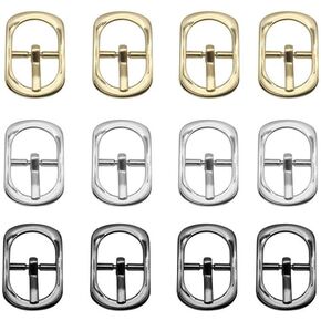 12Pcs Alloy Metal Single Prong Pin Buckles Center Bar Buckles Shoes Strap Watch Belt Buckles Bag Purse Making Hardware Craft Accessories (3 Colors, 12mm inner dia)