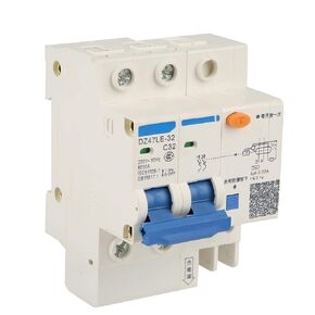 Oumefar Circuit Breaker, RCCB 2P + N Leakage Protection 32A Miniature Disconnect Switch 30mA High Sensitivity RCD Switch for Electrical Home Decoration