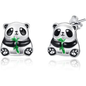 Dreamboat Panda Stud Earrings for Women Girls 925 Sterling Silver Pandas Jewelry Birthday Party Gifts for Panda Lovers