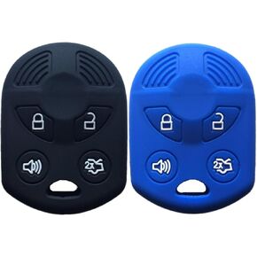 Key Fob Cover for Edge Fusion: 2 Pcs 4 Buttons Key Fob Case Replacement Fit for Ford Excape Cmax Fiesta Focus Taurus Fusion Expedition Flex Mercury Milan Mazda Tribute 2007 to 2019 Black