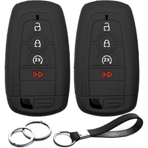 2pcs Compatible with Ford Bronco Edge Escape Explorer Maverick Ranger F-250 F-350 F-450 F-550 Super Duty F-650 F-750 Smart 4 Buttons Key Fob Cover Case Key Chain Protector Holder