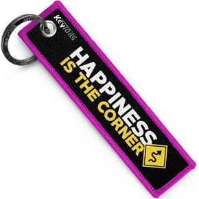 KEYTAILS Keychains, Premium Quality Key Tag for Motorcycle, Car, Scooter, ATV, UTV [Happiness is The Corner]