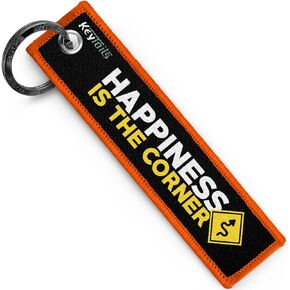 KEYTAILS Keychains, Premium Quality Key Tag for Motorcycle, Car, Scooter, ATV, UTV [Happiness is The Corner]