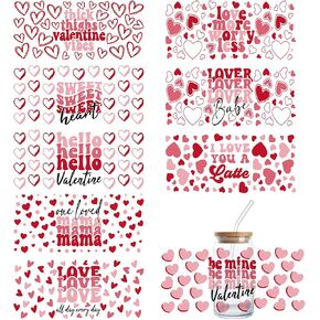 Uvdtf Cup Wraps Stickers，9Sheets Valentine's Day for Uv Dtf Cup Wrap Uvdtf Cup Wraps Uv Dtf Transfer Sticker Uv Transfer Stickers for Cups Uv Transfer Stickers Uv Dtf Wraps Sticker