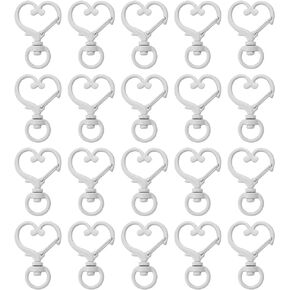 Bisbai 20pcs Heart Shaped Spring Clasp Keychain Metal Spring Snap Alloy Clasp Keychain Rings for Crafts DIY Creative Snap Hook Lanyard for Bag Key Chains Accessories,Black