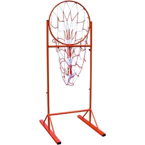 Portable Basketball Hoop Net Machine, Diameter 1.8ft Rim Basketball Training Equipment, 7-8ft Adjustable Height Pass Training Ring, Ground Pass Rack for Indoor Outdoor Use