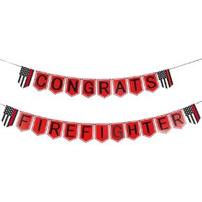 Fireman Theme Congrats Firefighter banner,Firefighter Graduation Party Retirement Party Birthday Party Decoration Supplies