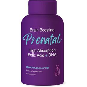 Ultra Strength Bio-Available Prenatal Vitamins for Women, Naturally Occurring Methylated Folate Folic Acid, DHA Omega 3. Supports Brain Development, Healthy Fetal Development