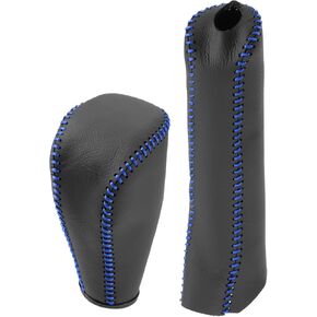 Gear Shifting Knob Cover Hand Brake Cover Automatic Transmission Lever Trim Set for Toyota Corolla 2014-2018 PU Leather Black Blue