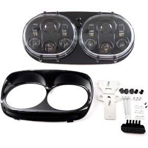 TOPNEW Dual LED Headlight for Motorcycle Road Glide 2004 2005 2006 2007 2008 2009 2010 2011 2012 2013 (Black)