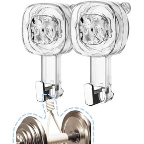 Suction Cup Hooks, Water Ripple Heavy Duty Vacuum Suction Hooks Glass Door Suction Holder for Bathroom Kitchen Decor - 2 Pcs (TS_Silver&Gray 2pcs)