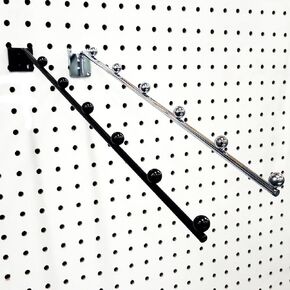 STORE FIXTURES DIRECT 14" L Pegboard 6 Ball Waterfall Faceout Hook, Black - 2 Pack