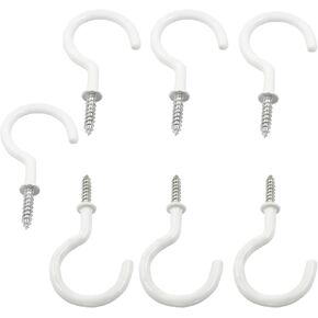 100 Pcs 1'' Vinyl Coated Ceiling Hooks,White Screw-in Ceiling Cup Hooks,Self-Tapping Screw Mug Hook for Hanging Plant,Light,Wind Chimes Hooks for Kitchen