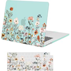 حافظة MOSISO متوافقة مع جهاز MacBook Air 15 بوصة إصدار 2023 2024 M3 A3114 M2 A2941 مع شاشة عرض شبكية العين السائلة ومعرف اللمس، حافظة صلبة من البلاستيك على شكل زهور الحديقة وغطاء لوحة المفاتيح، شفاف