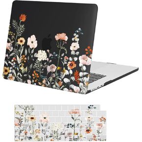 MOSISO Compatible with MacBook Air 15 inch Case 2025 2024 2023 Release M3 A3114 M2 A2941 with Liquid Retina Display&Touch ID, Plastic Garden Flowers Hard Shell Case & Keyboard Cover Skin, Transparent