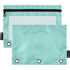 Emelivor Black Pencil Pouch for 3 Ring Binder 2 Pack Binder Pencil Case with Clear Window Pencil Bags with Zipper for Office College Daily Supplies